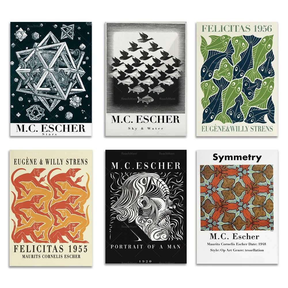 

M.C. Escher Surreal Art Exhibition Poster Canvas Print