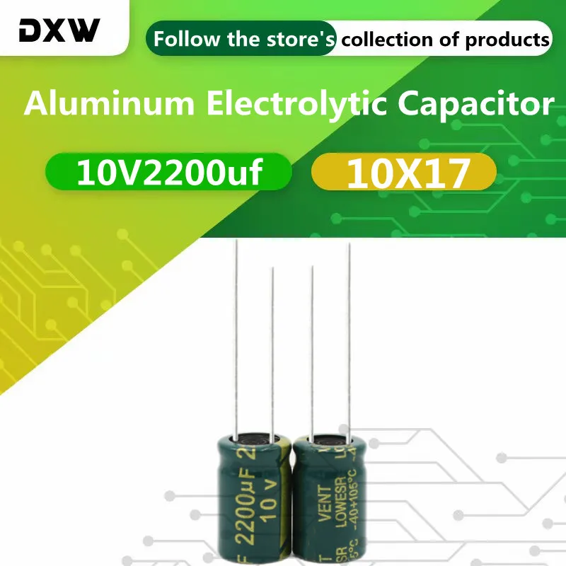 10pcs/Lot 10V2200uf High Frequency Low Power Adapter 2200uf 10X17 Aluminum Electrolytic Capacitor