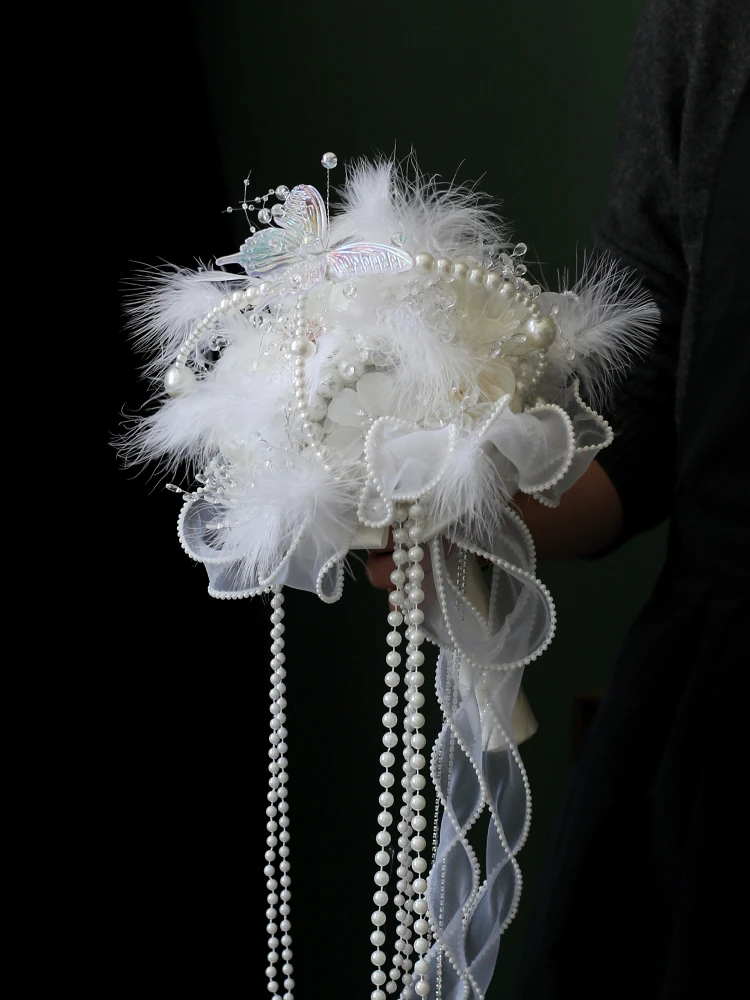 handmade-wedding-bouquet-material-kit-original-moonlight-sonata-diy-romantic-luxury-pearl-feather-bride-handheld-flower-arran