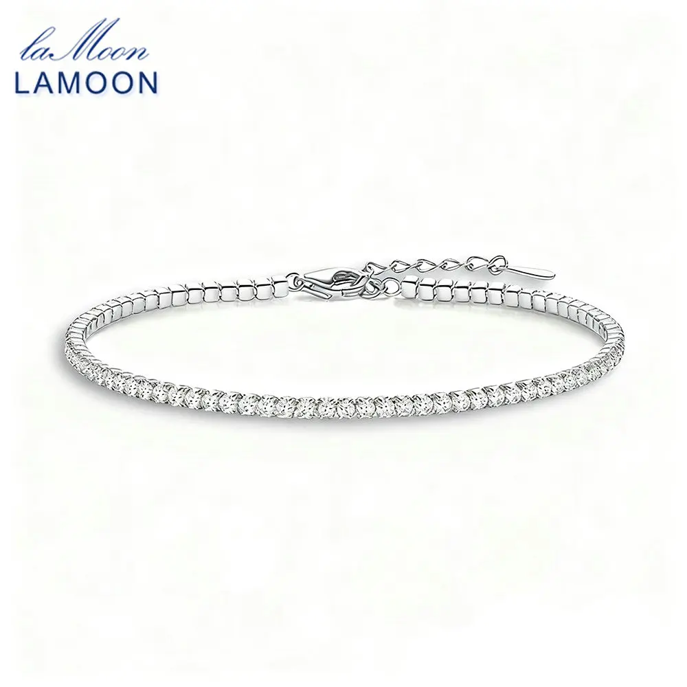 

LAMOON INS модный простой стильный браслет из стерлингового серебра 925 пробы с кубическим цирконом для женщин, изысканный вечерние блестящие ювелирные изделия, подарок