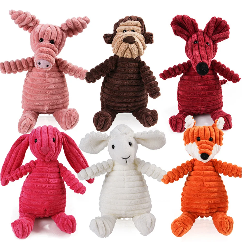 

Corduroy Dog Toys for Small Large Dogs Animal Plush Dog Squeaky Toy Puppy Chew Toys Bite Resistant Pet Toy For Dogs Squeaker