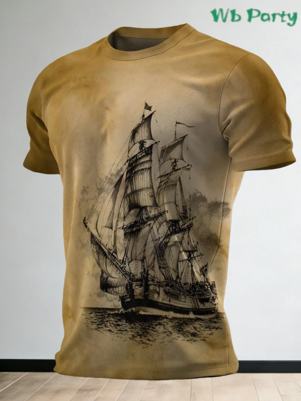 

Винтажная футболка с 3D-принтом парусника для мужчин, любителей приключений, с коротким рукавом, летняя модная повседневная свободная футболка