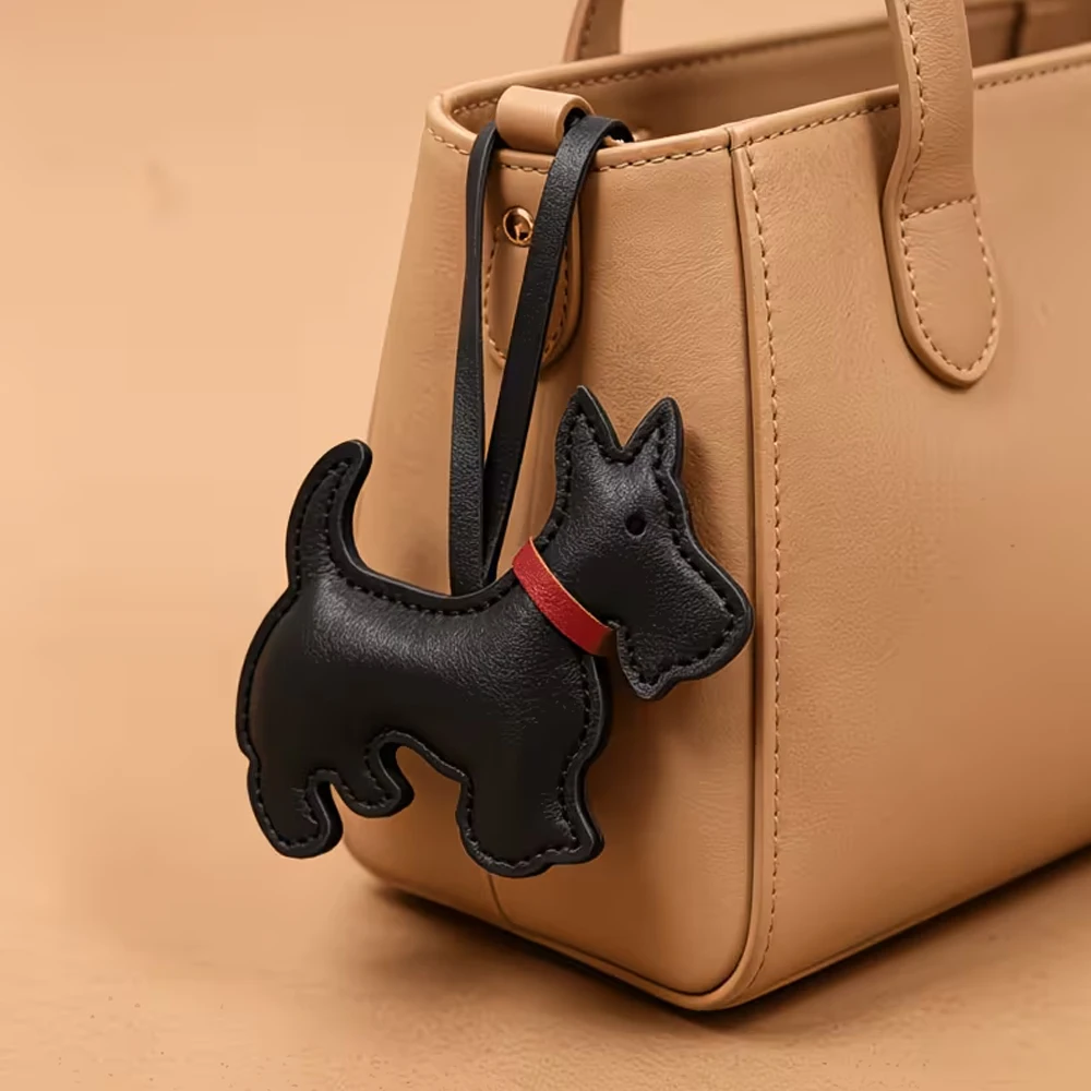 Exquisitely Crafted Scottish Terrier Pu Leather Keychain Pendant, Simple and High-End Bag Decoration Pendant, Cute Highland Puppy Pendant, Car Hanging Ornament, Unique Gift for Pet Lovers