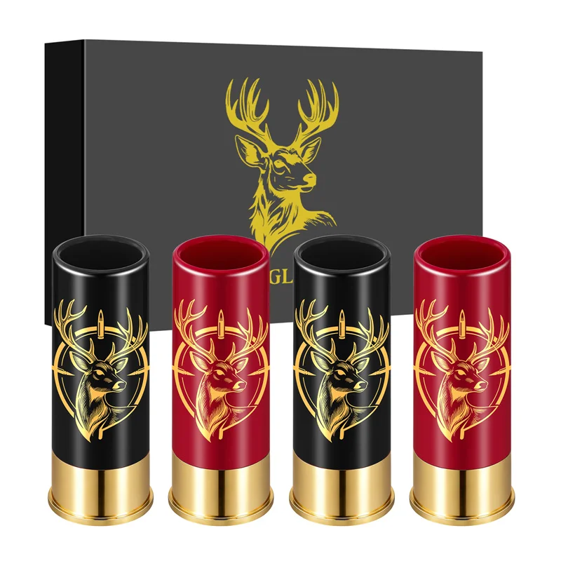 Deer Head Design Plastic Shot Glasses 12GA Suit Small Bullet Shot Cups for Club Wedding Party Drinkware Creative Gift Set