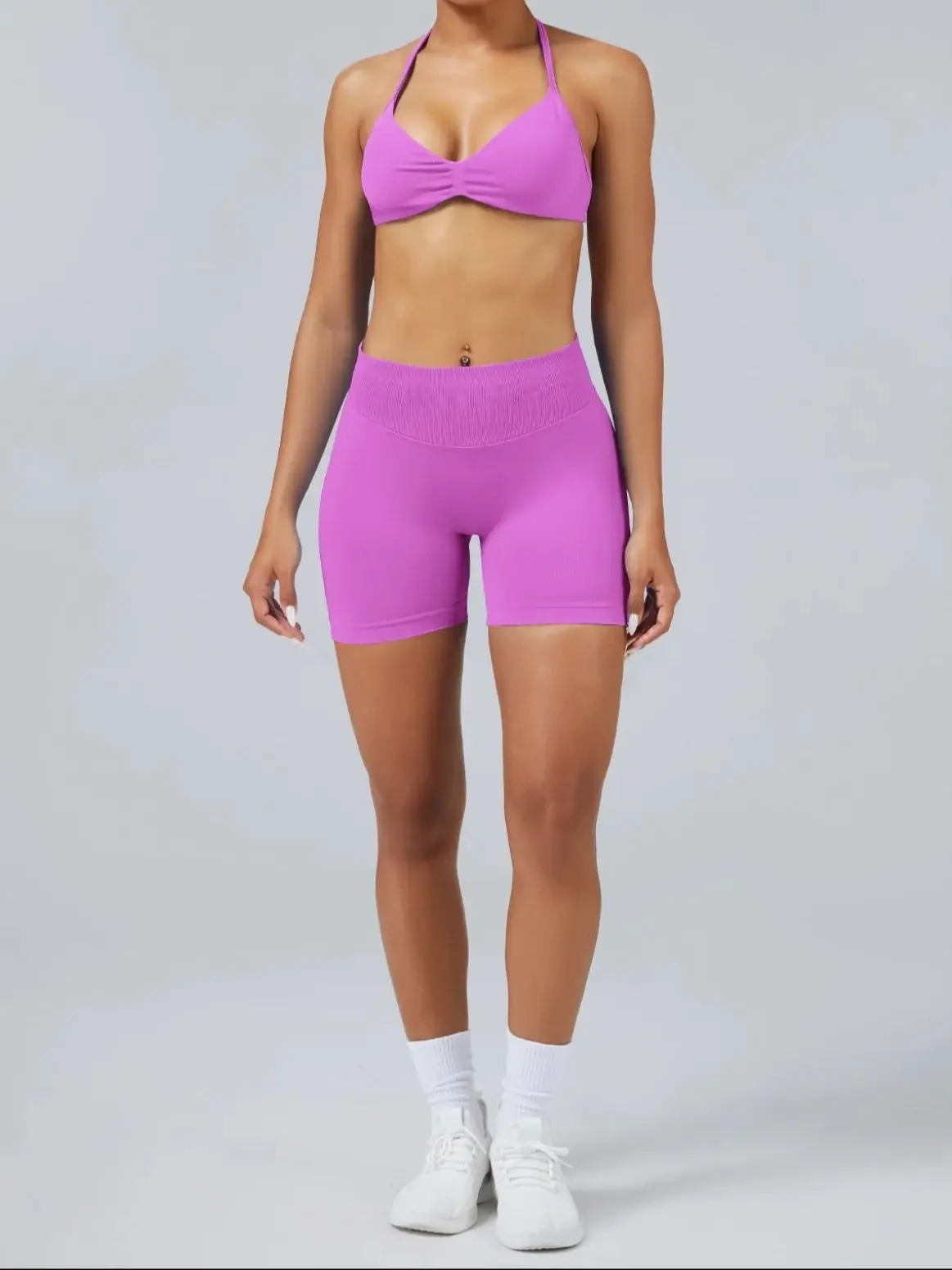 AliExpress Histello 2 Piece Sports Gym Set Strappy Bra Yoga Underwear Short Sport Leggings Bicycle Running Sportswear Woman Seamless Yoga Set