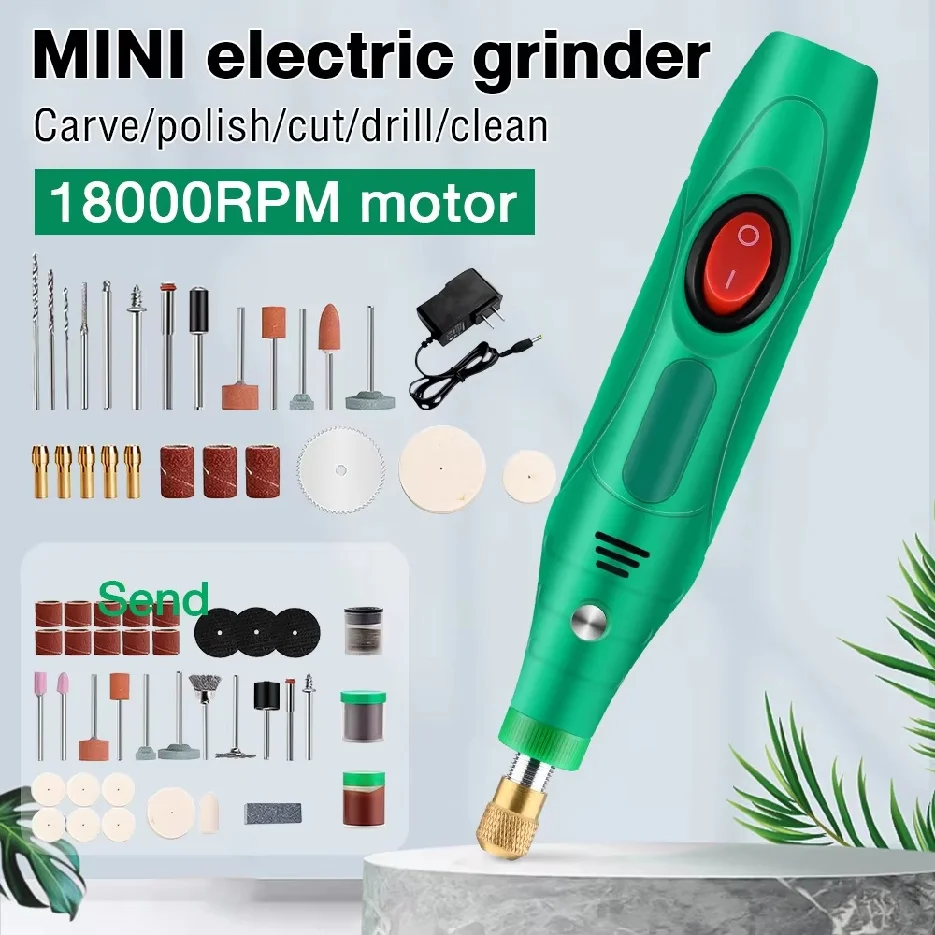 12V 18000r Polishing Machine Electric DIY Grinder Engraving Pen Grinder Micro Rotary Tools Drill For Jewelry Metal