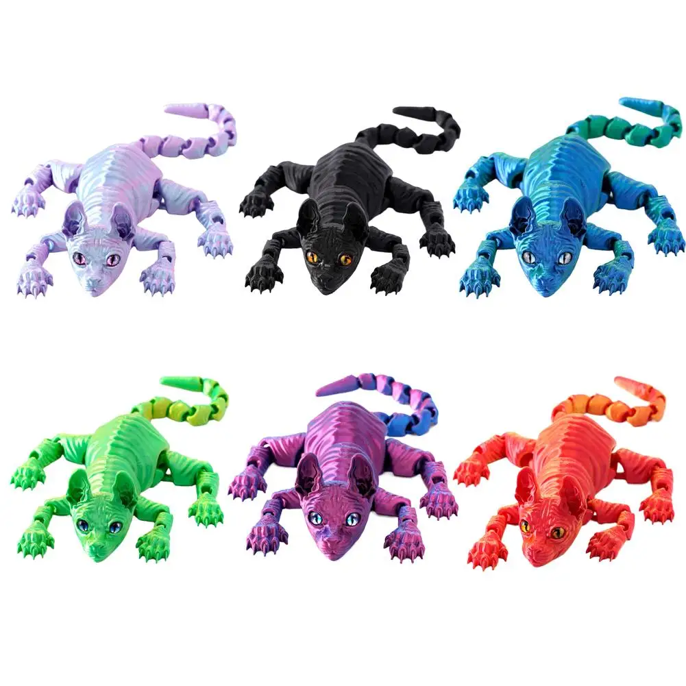 3D 프린팅 고양이 장식 가동식 관절 데스크탑 선반 디스플레이 다양한 자세 매끄러운 표면 가정 사무실 장식 선물