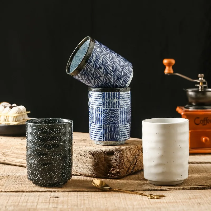Japanese Style Ceramic Tea Cup Handcrafted Stoneware Coffee Mug Traditional Water Cup for Tea Sake Coffee Multi-Color Options