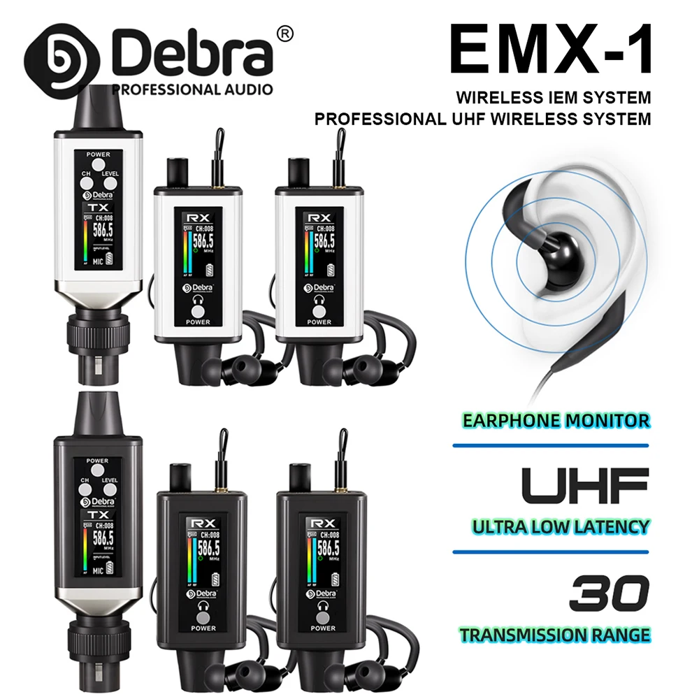 نظام المراقبة اللاسلكية Debra EMX-1، نظام لاسلكي محمول قابل لإعادة الشحن UHF للأدوات والفرط وأداء المسرح