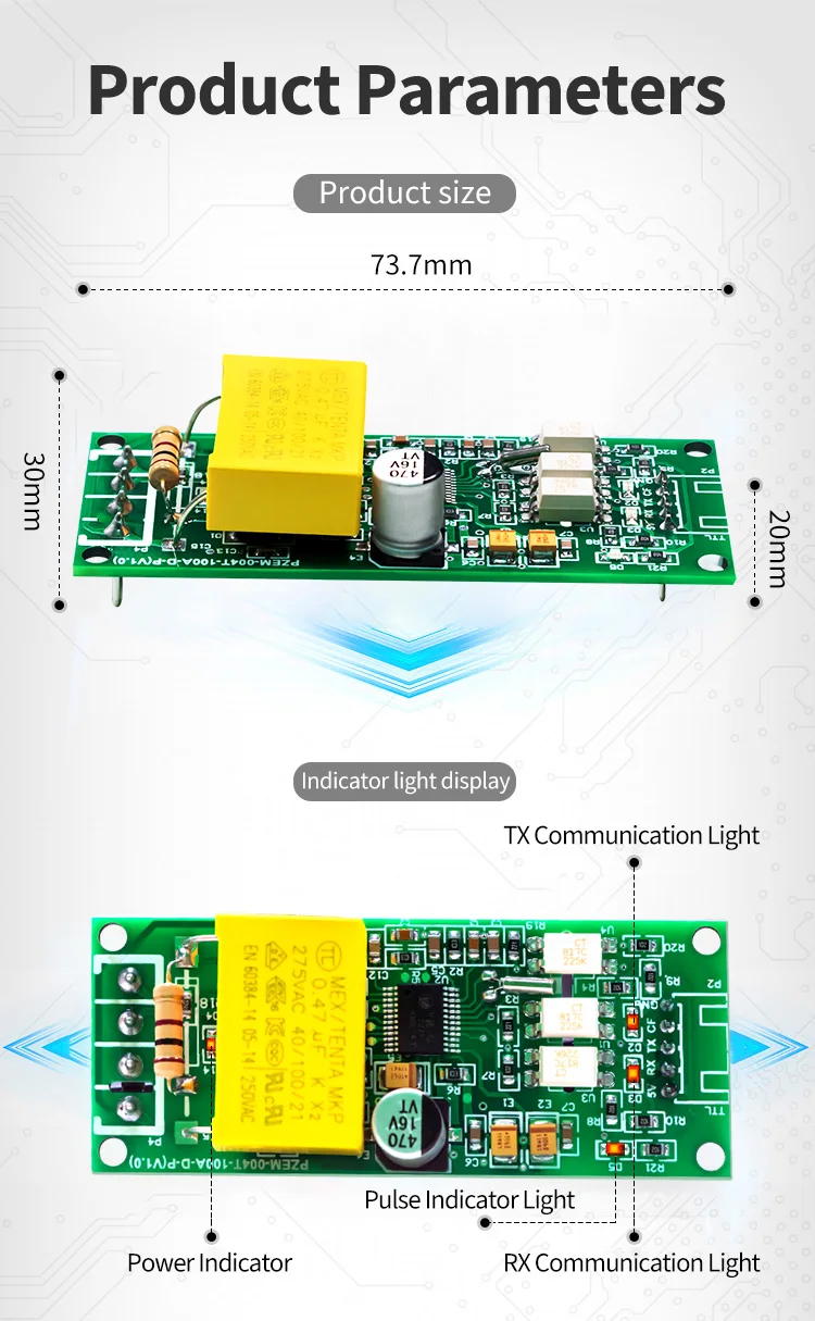 PZEM-004T-D-P Energie Leistungs messer Watt meter 220V Strom verbrauchs messer Spannungs strom Voltmeter ttl Modbus PCB nur – Detail 14