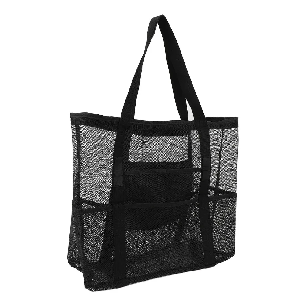 2 Pcs Durable Large Capacity Mesh Beach Bag Waterproof Foldable Pool Tote Bag Lightweight Family Travel Tote Pool Use