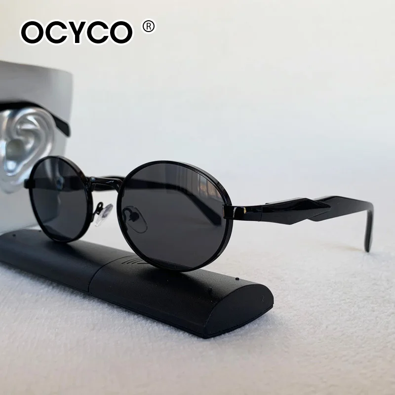 

OCYCO маленькие овальные металлические солнцезащитные очки для женщин 2024, новые элитные брендовые модные солнцезащитные очки в круглой оправе, мужские очки в стиле ретро