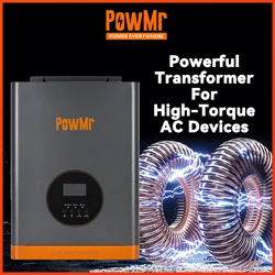 PowMr 높은 AC 부하 하이브리드 태양광 인버터, 저주파, 강력한 변압기, MPPT 60A 오프 그리드, 3KW, 24V