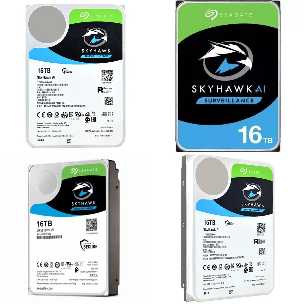 

16TB 3.5 Inch Internal Hard Drive 7200RPM SATA III for Server Storage NAS Desktop PC Workstation Backup HDD for ST16000VE002