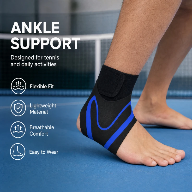 Unisex 4PCS Sports Ankle Compression Braces - Non-Slip Adjustable Straps, Impact Resistant Sporty Protective Gear for Running/Basketball