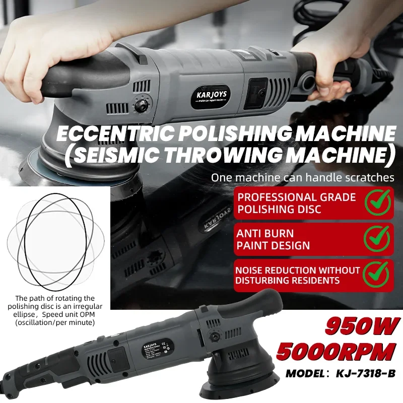 Karjoys 950W Eccentric Polishing Machine 5000RPM Car Polisher Low Noise Electric Polishing Machine for Car Electric Polisher
