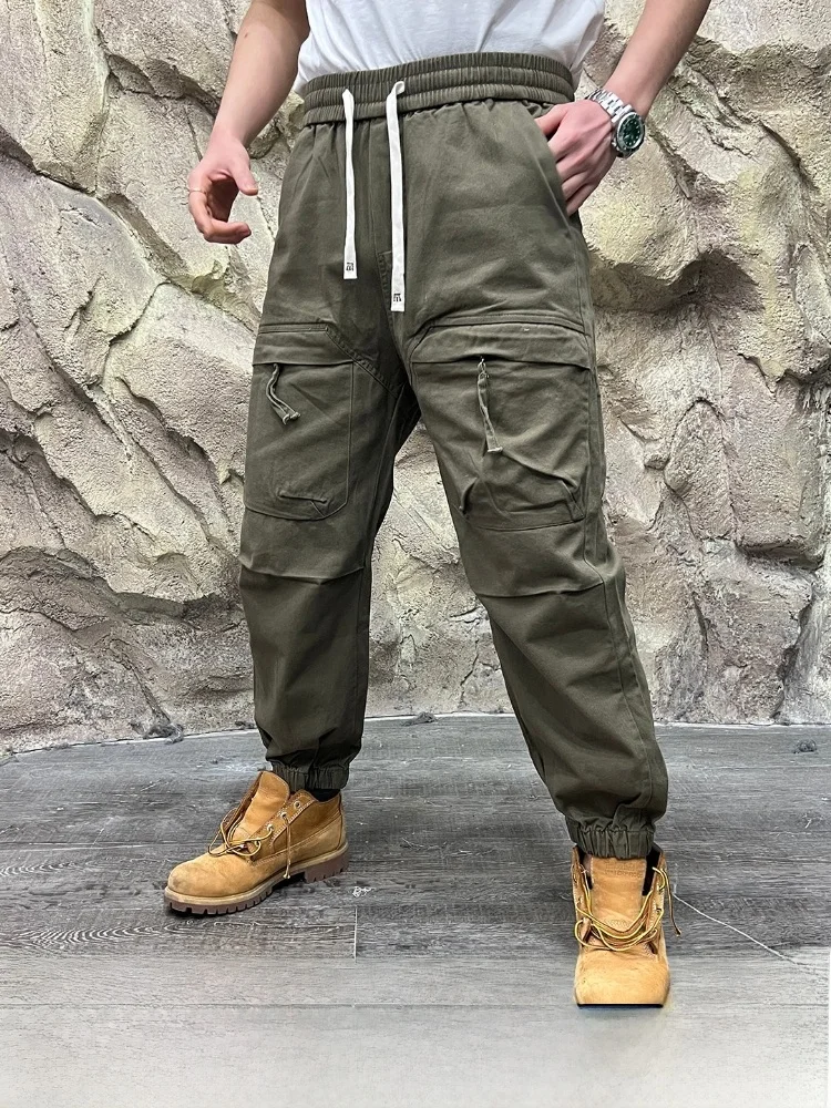 

American Sle Heavyweight Canvas Cotton Men's Faion Work Pants Spring 2025 Casual Straight Leg Trousers with kets