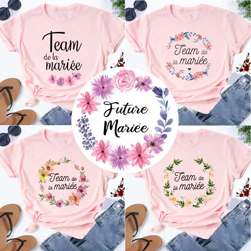 Team Bridal Bachelorette Party T-Shirts Ladies Casual TShirts Wedding Party Short Sleeve O Neck Pink Short Sleeve T Shirts Girls