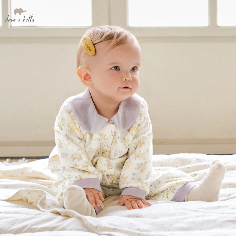 Dave Bella Babies Print Romper One-pieces Things For Newborns Autumn Children's Jumpsuit Clothes Casual Bodysuit Sweet DB4263806