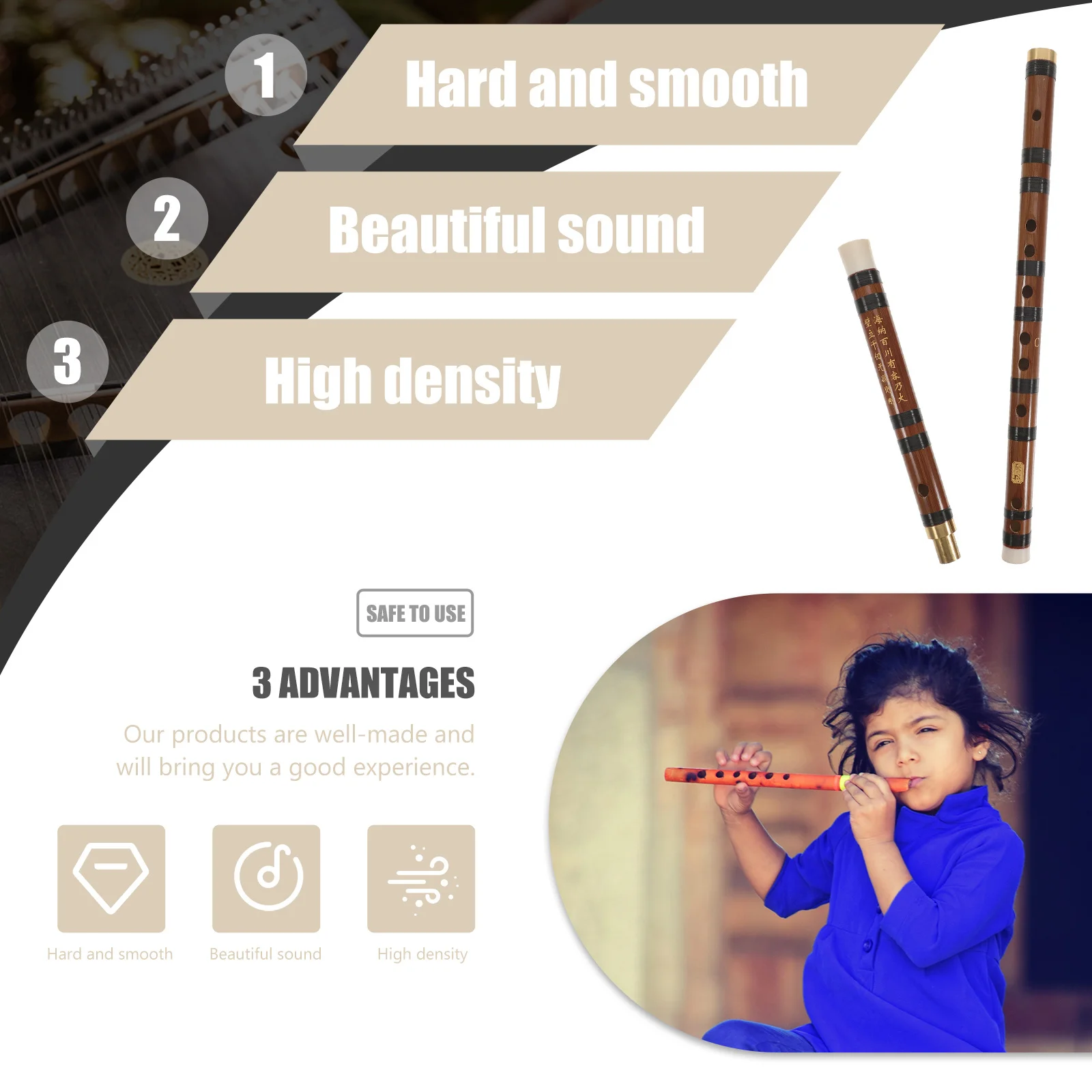 

1 set Bamboo Flute Detachable Two Section Traditional Chinese Flute Smooth Surface Easy Blow With Storage Pouch Woodwind