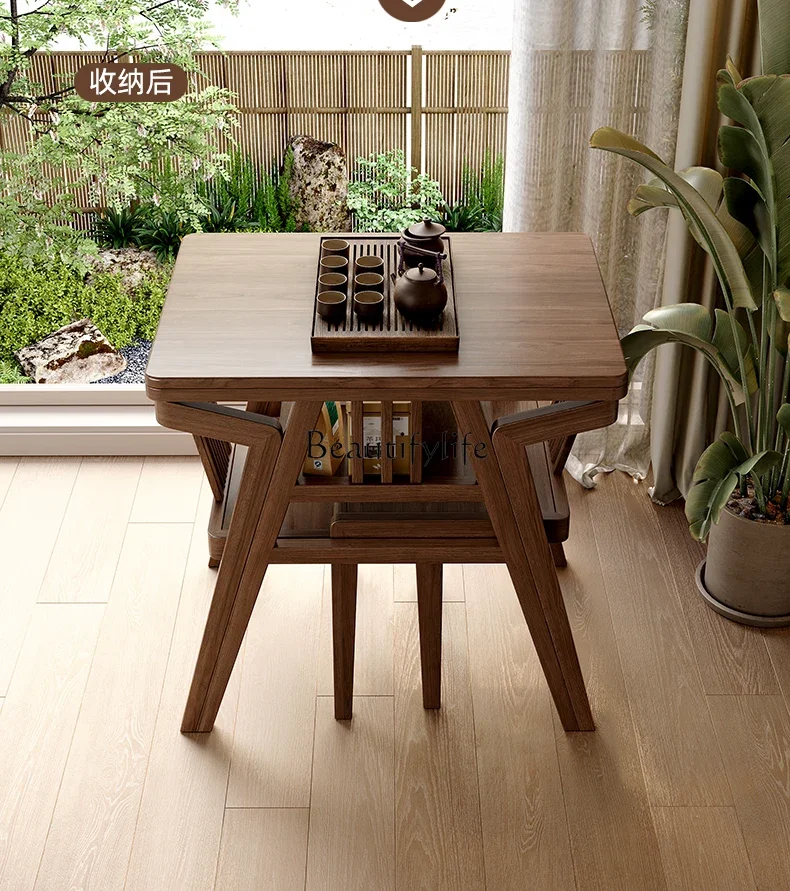

LSolid Wood Balcony Small Table and Chair Three-Piece Combination Small Apartment a Table and Two Chairs Reading Book Tea Table