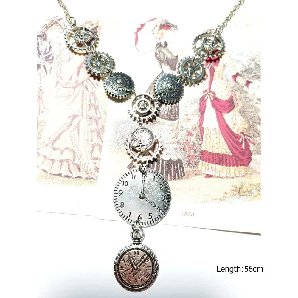 

Zinc Alloy Steampunk Gear Pendant Necklace Punk Gothic Hip-Hop Mechanical Clock Necklace Jewelry Accessories