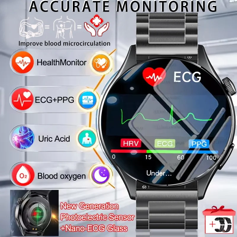 

2025 New Nursing level Smart Watch Men ECG+PPG BP Uric Acid Blood Fat IP68 Bluetooth Call NFC Health Smartwatch Woman For xiaomi