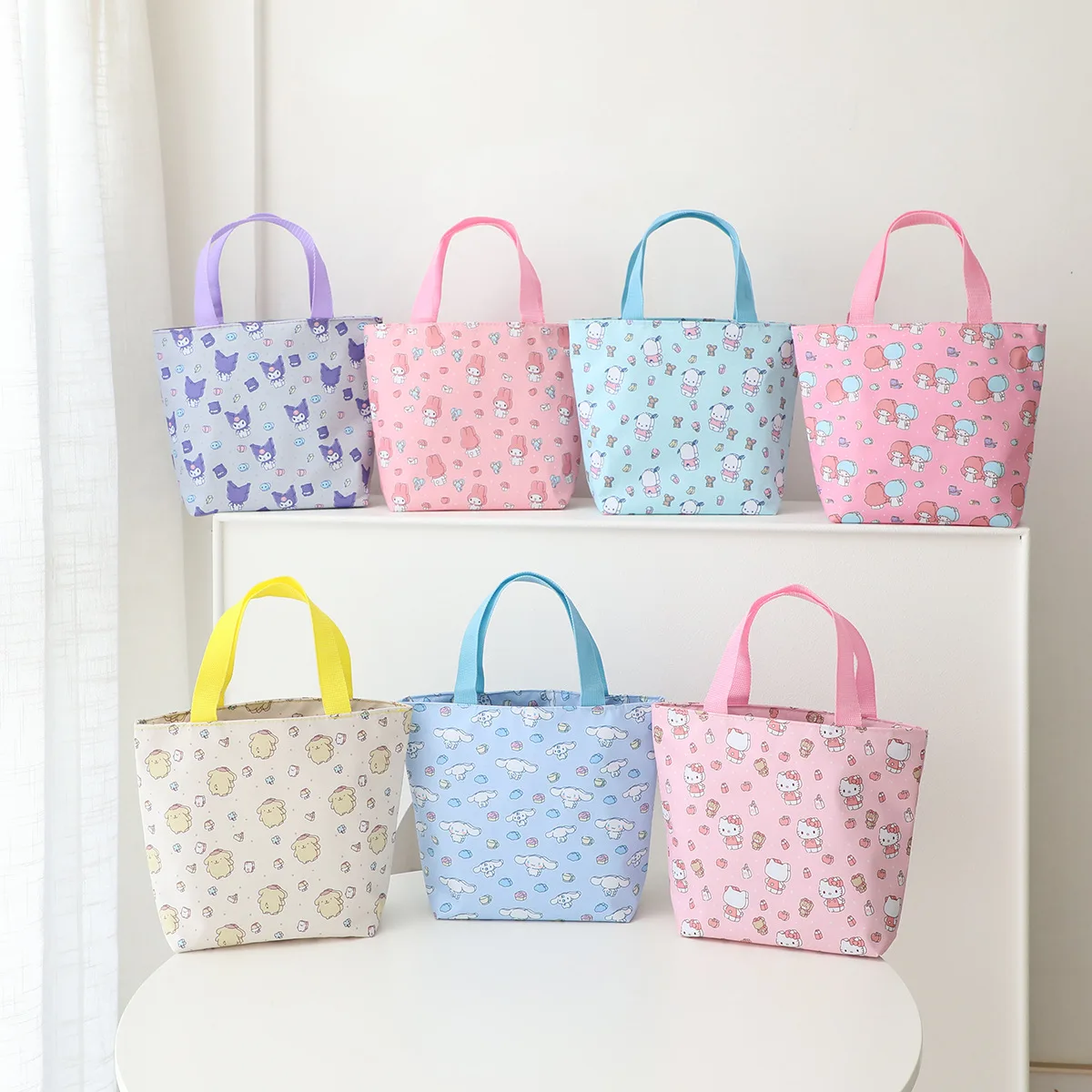 Sanrio Cinnamoroll Kuromi Mymelody kawaii Anime Zipper Lunch Bag Picnic Lunch Box Storage Tote Food Bags Handbag Dinner Bag