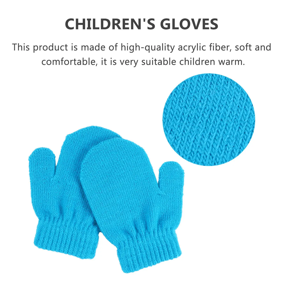 

12 Pairs Children Gloves Solid Color Warm Mittens Winter Acrylic Lightweight Full Finger Comfortable Ecoriendly Knitted Gloves