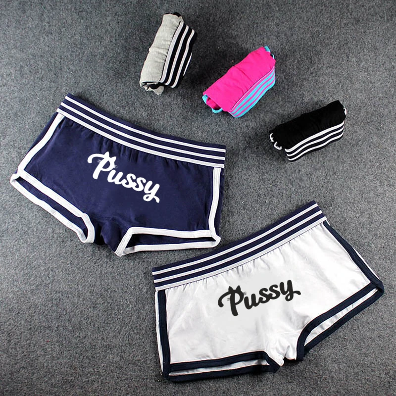 Sexy Letters Print Underwear for Women Girls Boxer Pants Boyshort Cute Panties for Ladies Cotton Underwear Comfortable Short