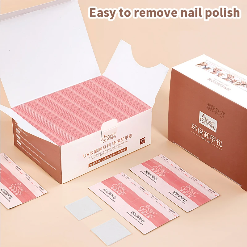 100 pièces de sachets jetables pour dissolvant à ongles - Lingettes nettoyantes à l'alcool, ensemble de fournitures de manucure respectueuses des ongles