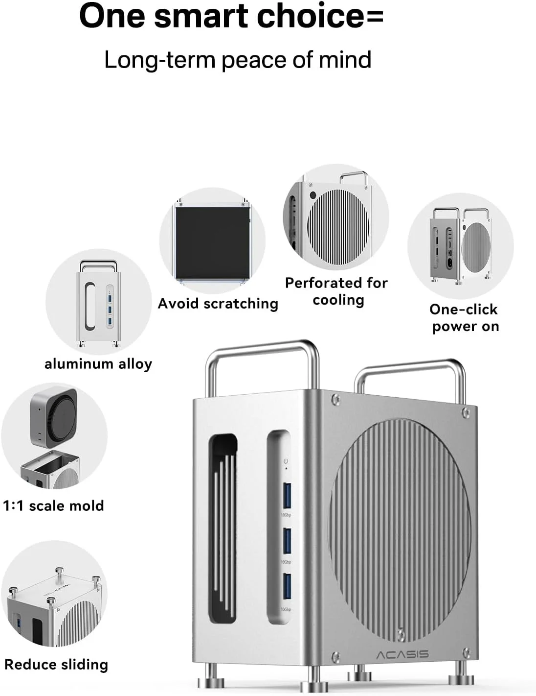 ACASIS Mac mini M4 Dock 40Gbps Ultra-fast Transmission Mac Mini M4 Hub&Stand NVMe SSD Enclosure With 2xDP SD/TF 3.0 3xUSB-A 3.2