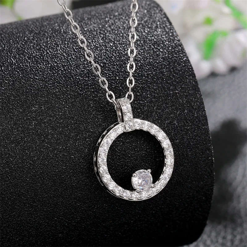 عقد عروس من الزركونيا المكعبة هيتان الأبيض للنساء ، مجوهرات رائعة ، على شكل دائرة ، متألقة ، الموضة الحديثة ، الشحن عبر سلسلة التجزئة #4