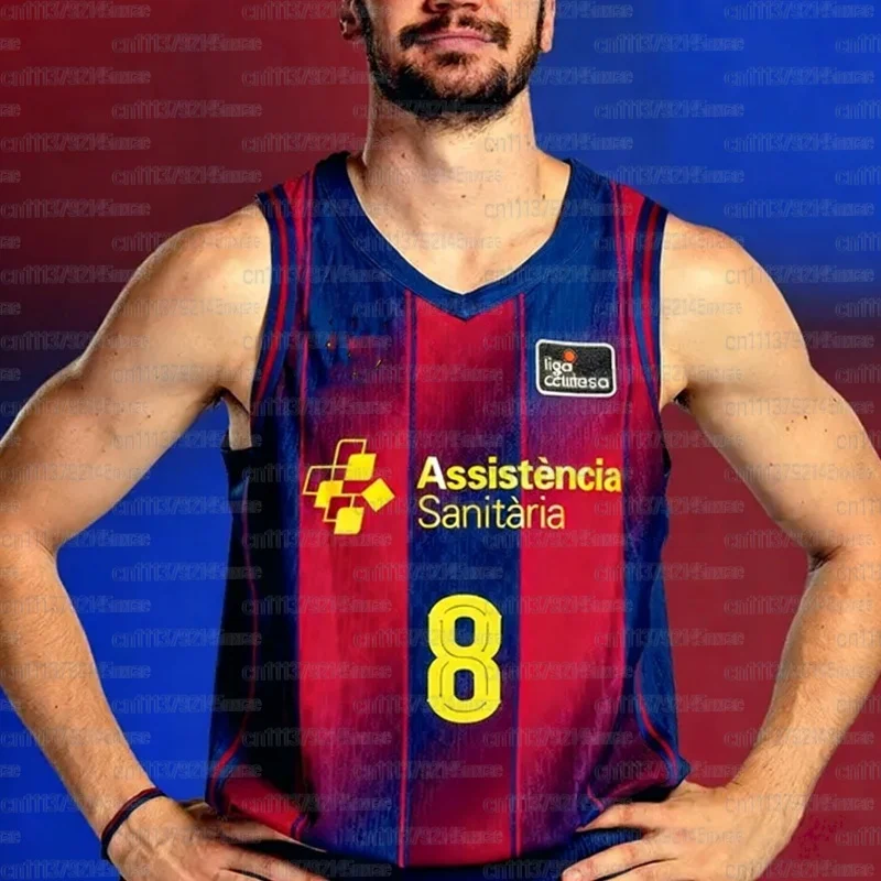 2026 3D Printed New Barcelona Basketball Jersey Vest, Sports Fast Drying Breathable Basketball Training Suit, Home Matching Vest