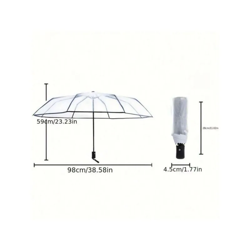 Fully automatic transparent folding umbrella trifold self-opening umbrella small fresh plastic umbrella thickened