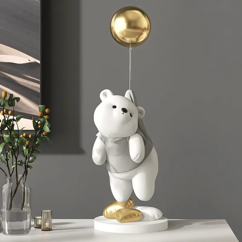 

Creative Balloon Polar Bear Resin Ornaments Home Decor Crafts Statue Office Desk Figurines Decoration Bookcase Sculpture Craftsd