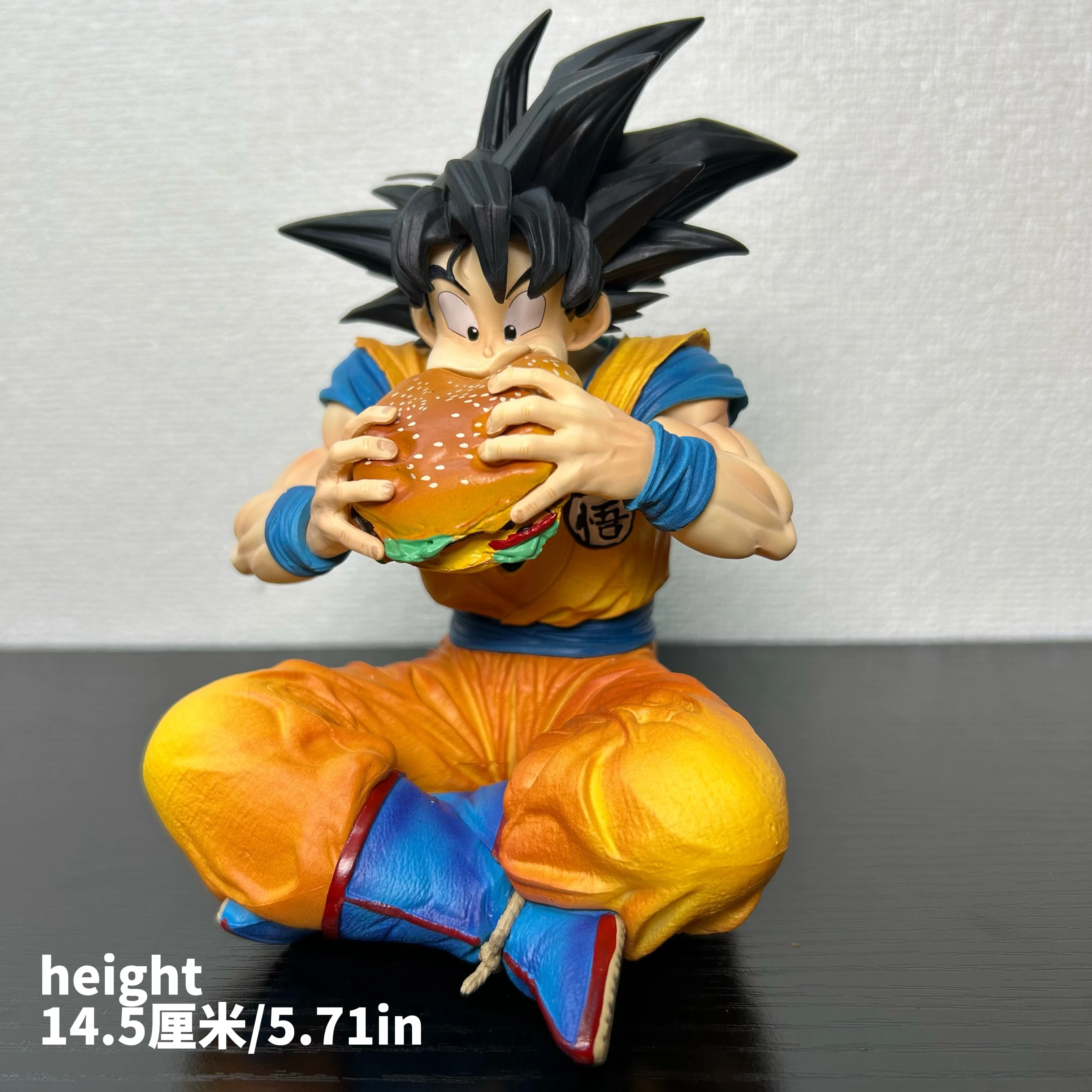 

New Dragon Ball Goku & Vegeta Eating Hamburgers Anime Figure Sitting Pose Figurine Desktop Ornament Collectible Model Toys Gift