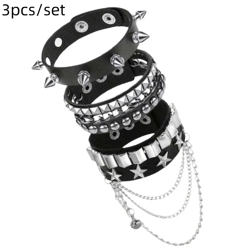 Hete Aanbieding 1 Set Punk Armbanden voor Heren Dames Punk Gothic Spijker Rivets PU Lederen Armband Bangles Hip Hop Party Sieraden Cadeau