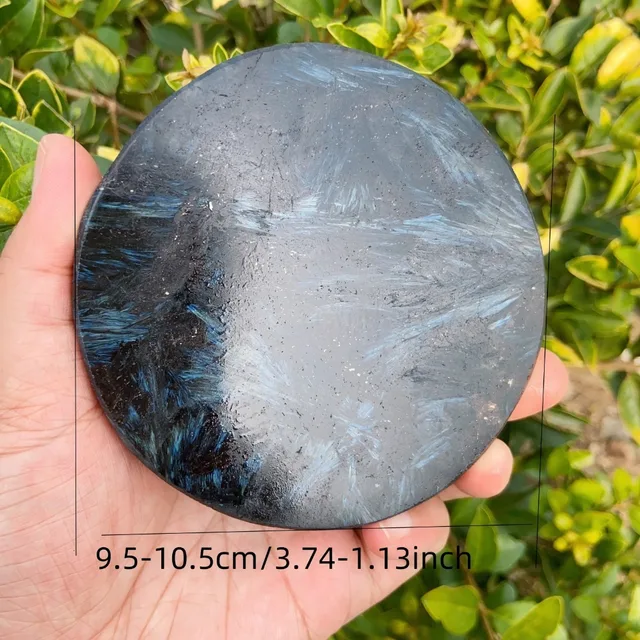 Natural Crystal Astrophyllite Stone Slice   Blue Flash Circle Disk Round Plate Scrying Mirror Energy Crafts Witchcraft Decor 3