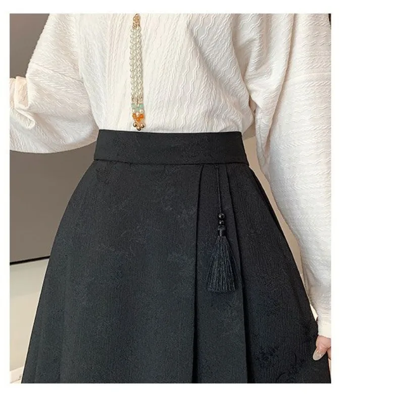 Spring Summer Women's Solid Shirring Elastic High Waisted Bow Geometric Casual Sports Chinese Style Vacation Vintage Skirt