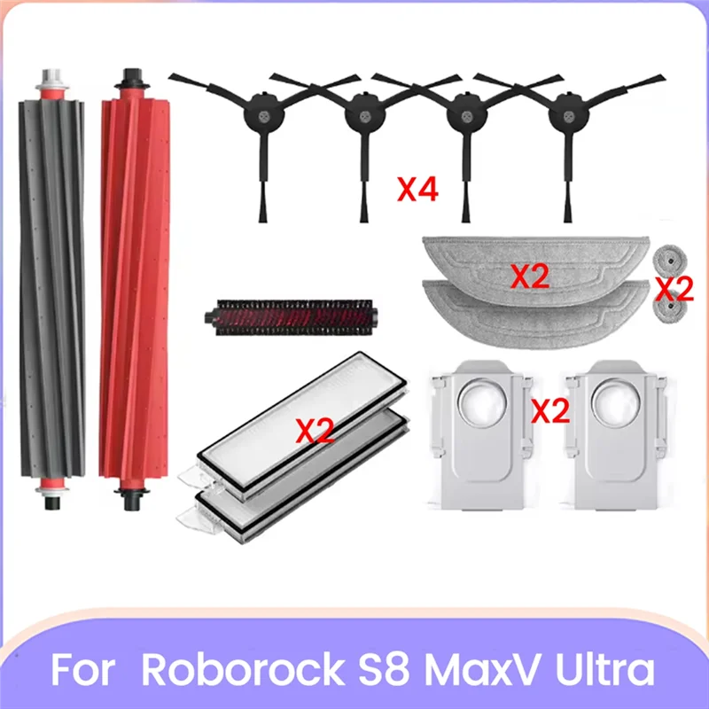 

A94E-14PCS щетка для швабры, мешок для пыли и комплект фильтров для пылесоса Roborock S8 Maxv Ultra, запасные части