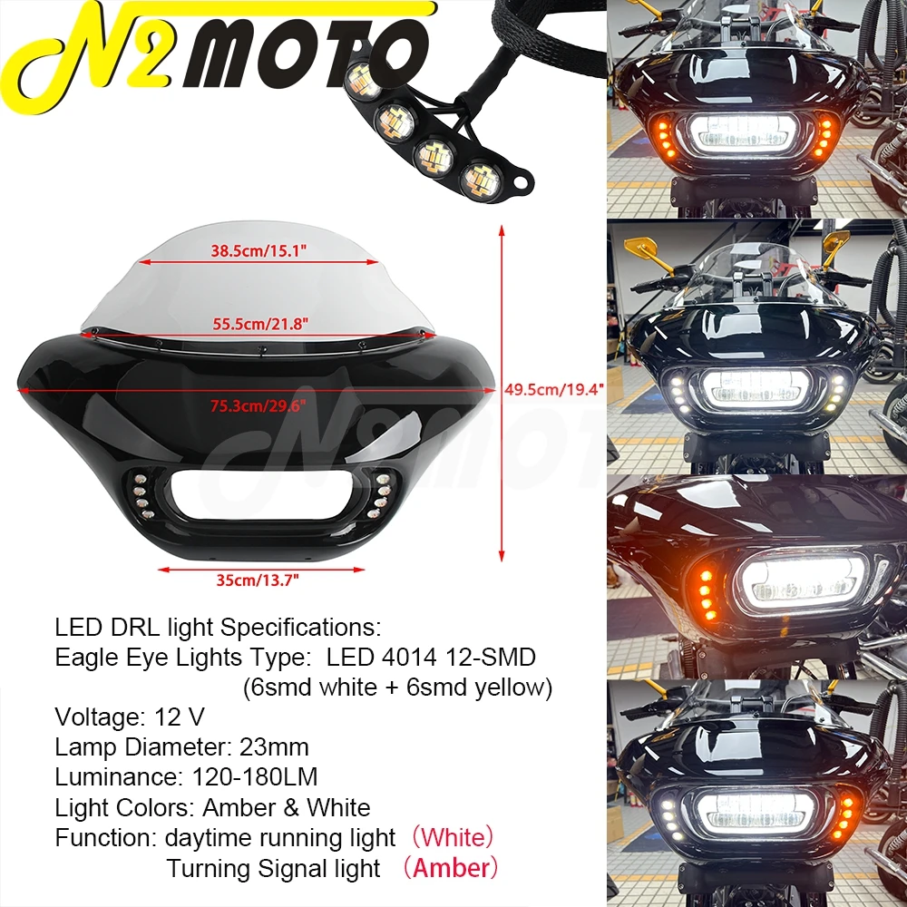 For Harley Softail M8 Street Bob FXBBS FXBB FXLR FXST Headlight Shark Fairing Motorcycle Club Style Fairing Windshield 2018-2026