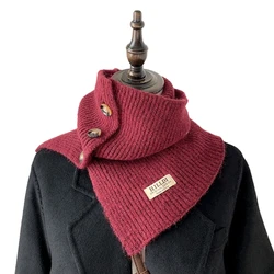 Fashion Knit Windproof Warm Scarf Winter Thick Elastic Button Soft False Collar Neck Guard Scarves Women Bib Pullover New