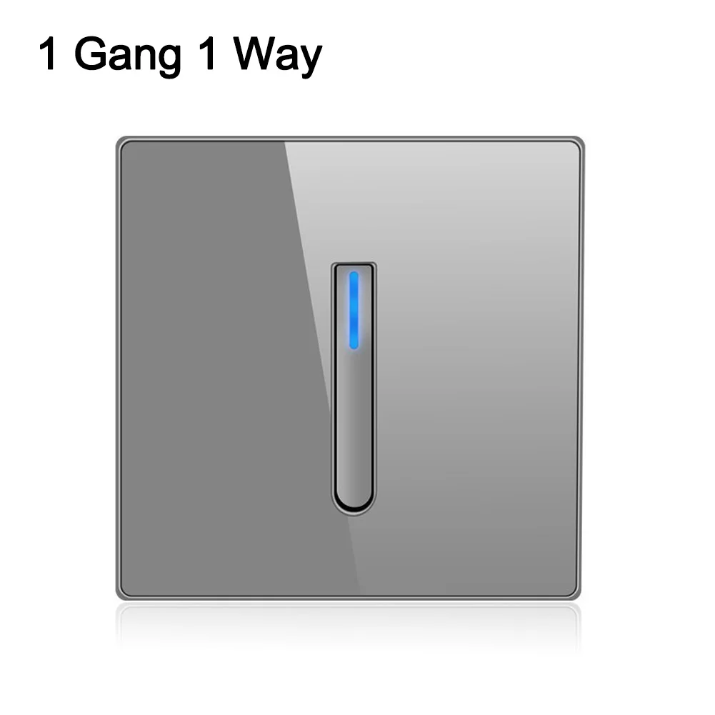 Wall Light Switch Panel with LED Indicator 10A 250V Self for reset Tempered Glass for Efficient Indoor Lighting Control