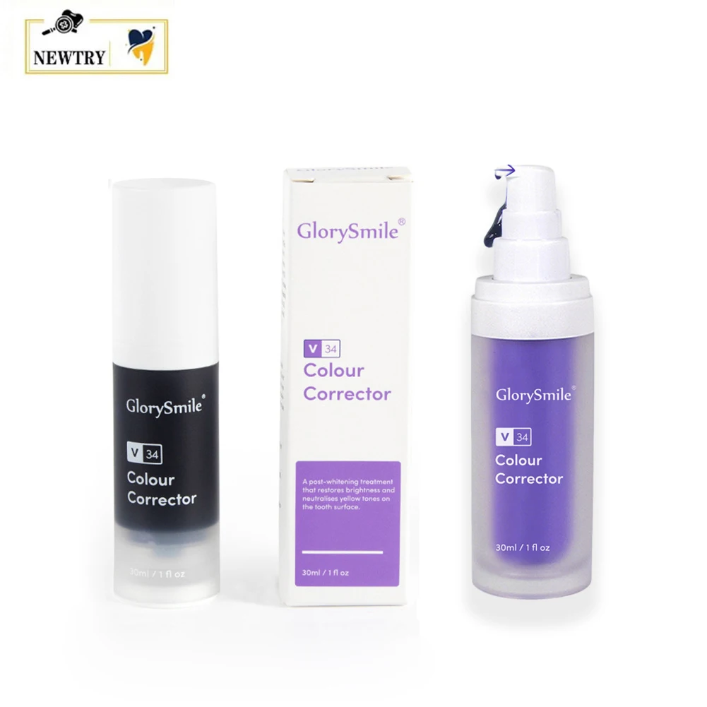 

V34 Tooth Colour Corrector Serum 30ml Oral Care Teeth Gloss Pen Cleaning Whitening Paint Essence Purple Mousse Toothpaste Foam