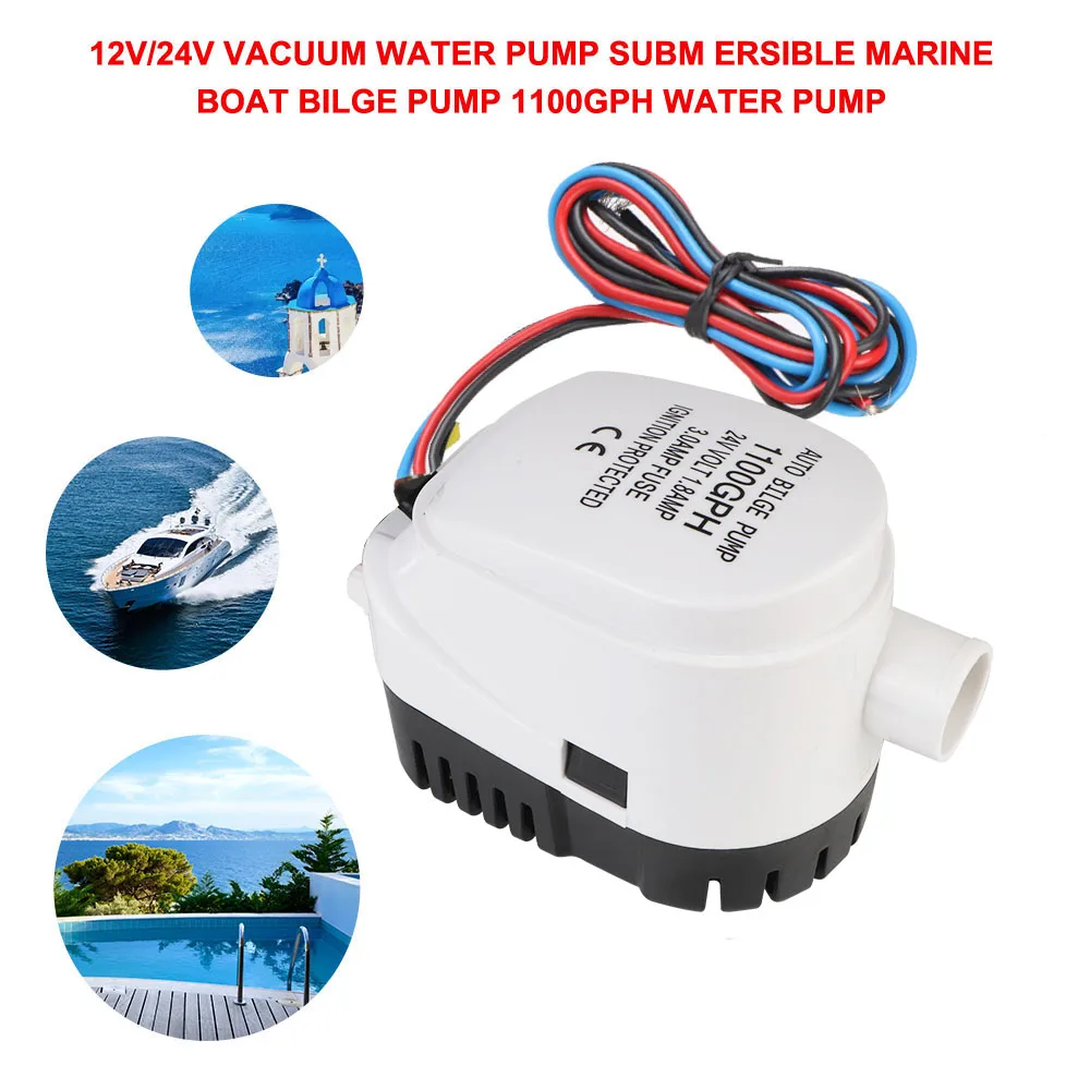 

1100GPH DC 12 В/24 В маленький с предохранителем погружной водяной электрический насос автоматический трюмный насос для лодки яхта лодка автоматический вольт мотор гидросамолет