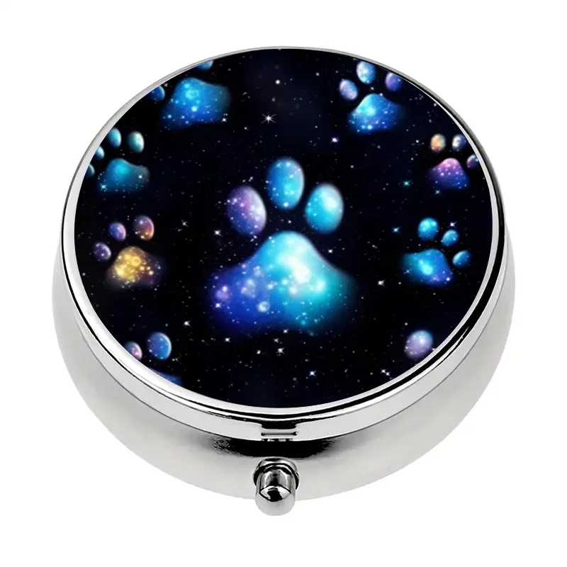 1Pc Starry Dog Footprint Pill Box,3 Grid Pill Organizer,Mini Pill Box,,Decorated Portable