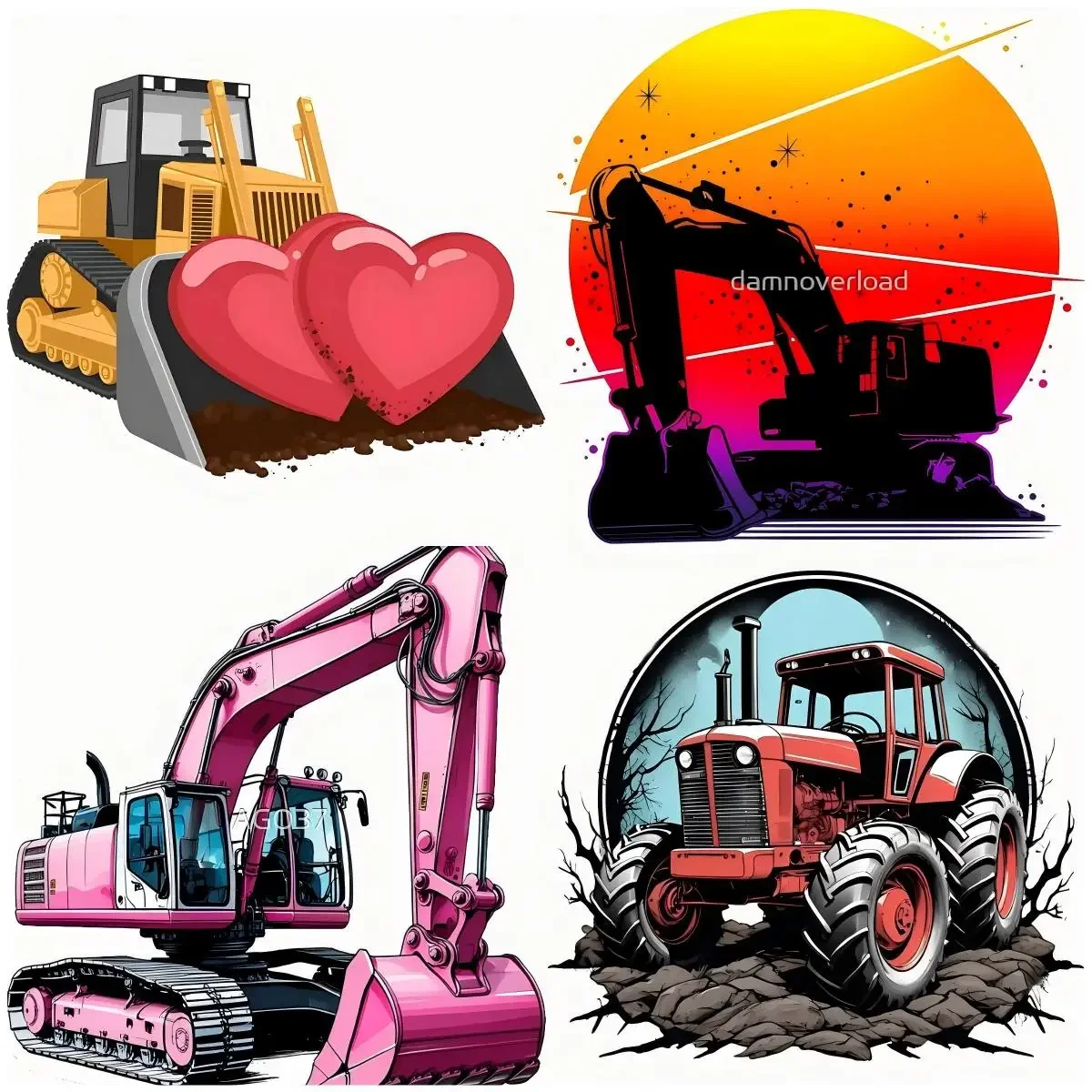 

Personality 3D Excavator Decal Waterproof Reflective Sunscreen Decals Coloful Accessories Decoration