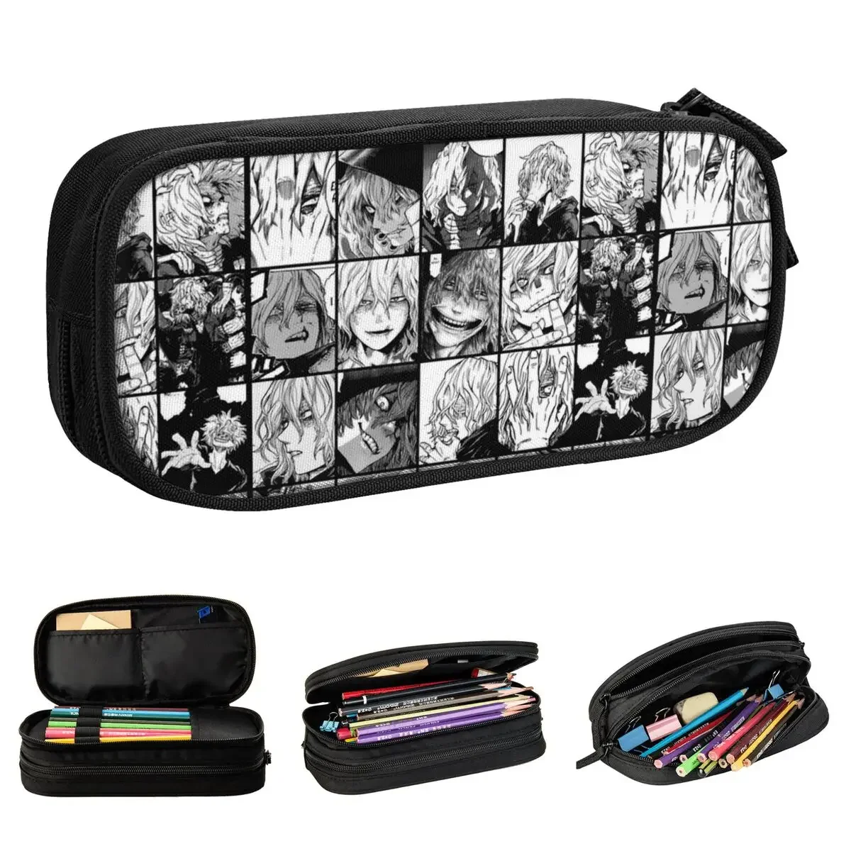 

MHA Shigaraki Collage Pencil Cases New Anime Pen Box Bags Student Big Capacity Students School Zipper Pencil Box
