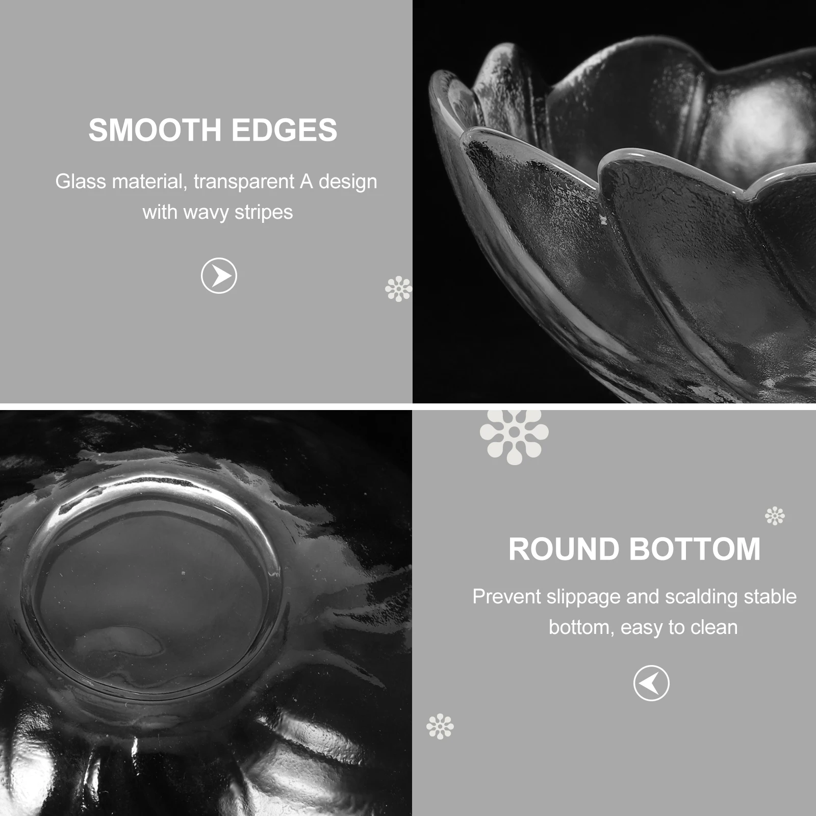 

1Pcs Wave Stripe Glass Bowl 11x4.5cm Clear Thickened Environmental Protection Premium Material Shatter-Resistant Fruit Candy